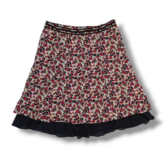 Christopher and Banks Skirt Floral Red Black Midi Knee Length Plus Size 16P - Picture 1 of 11
